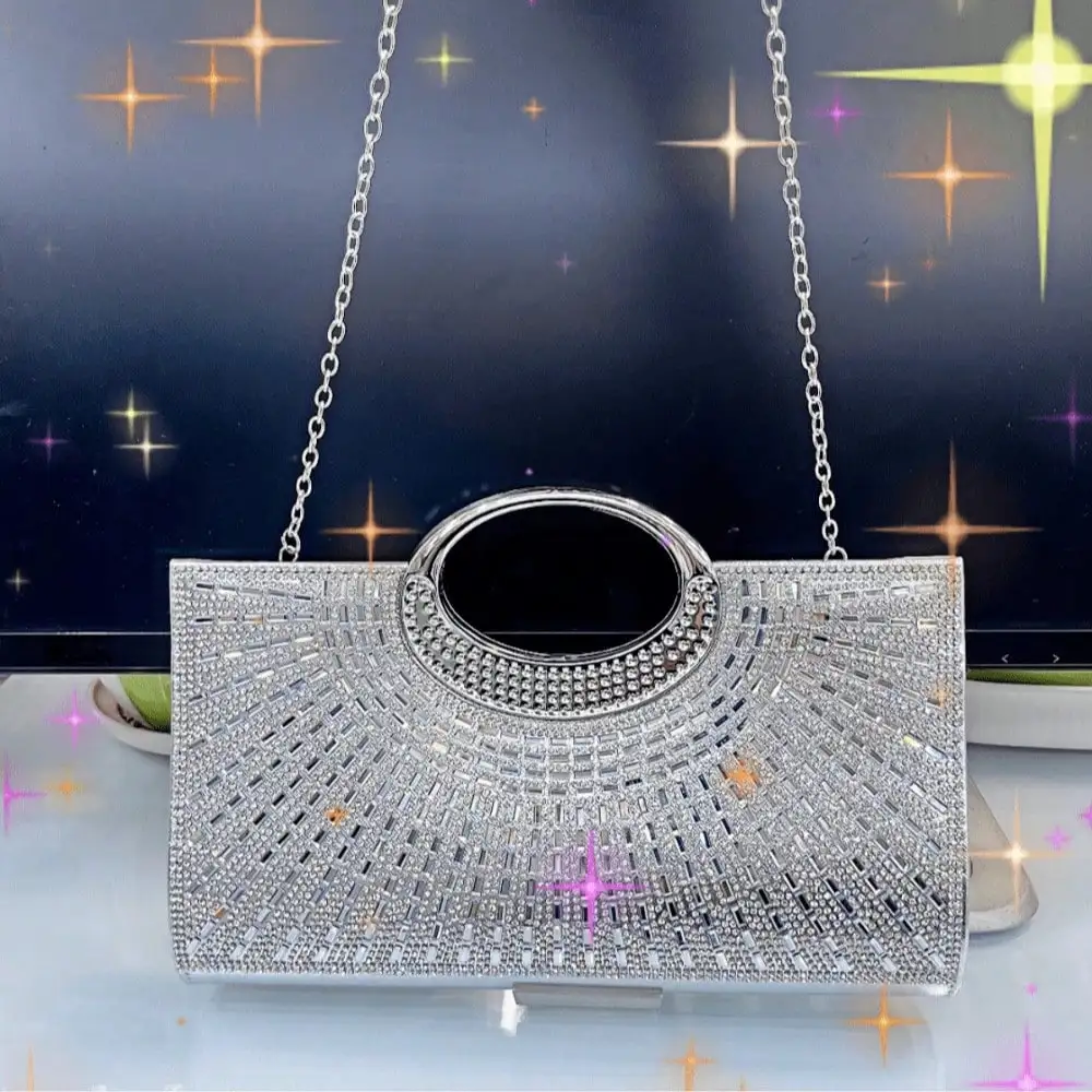 Rhinestone Pearl Mini Bucket Bag Drawstring Clear Evening Bag for Party Bride Dinner