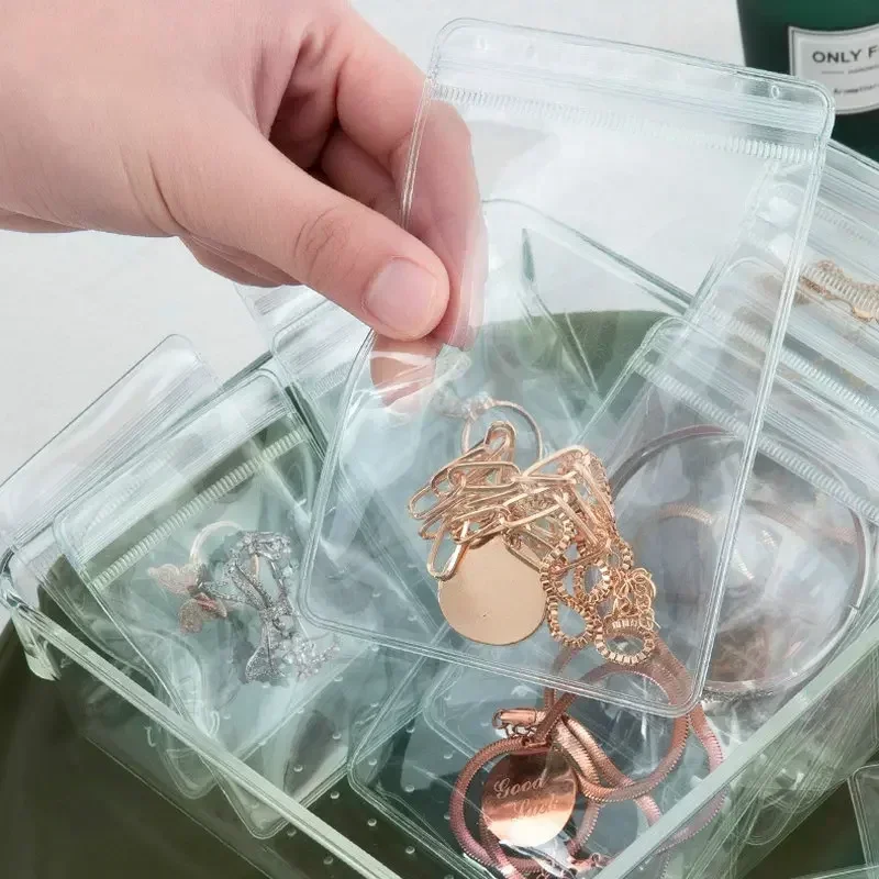 

50/10Pcs Transparent PVC Jewelry Pouches Bags Clear Anti-Oxidation Earring Pendant Necklace Bracelet Storage Holder Box