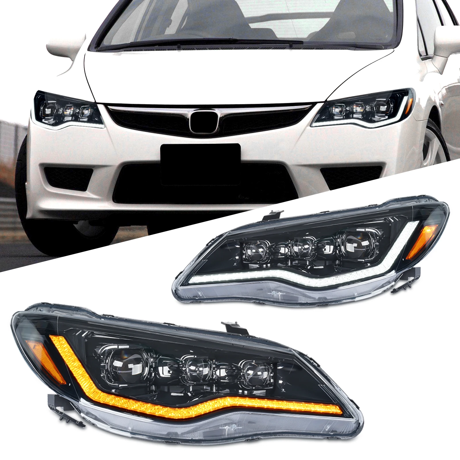 Pair Of Car Headlig…