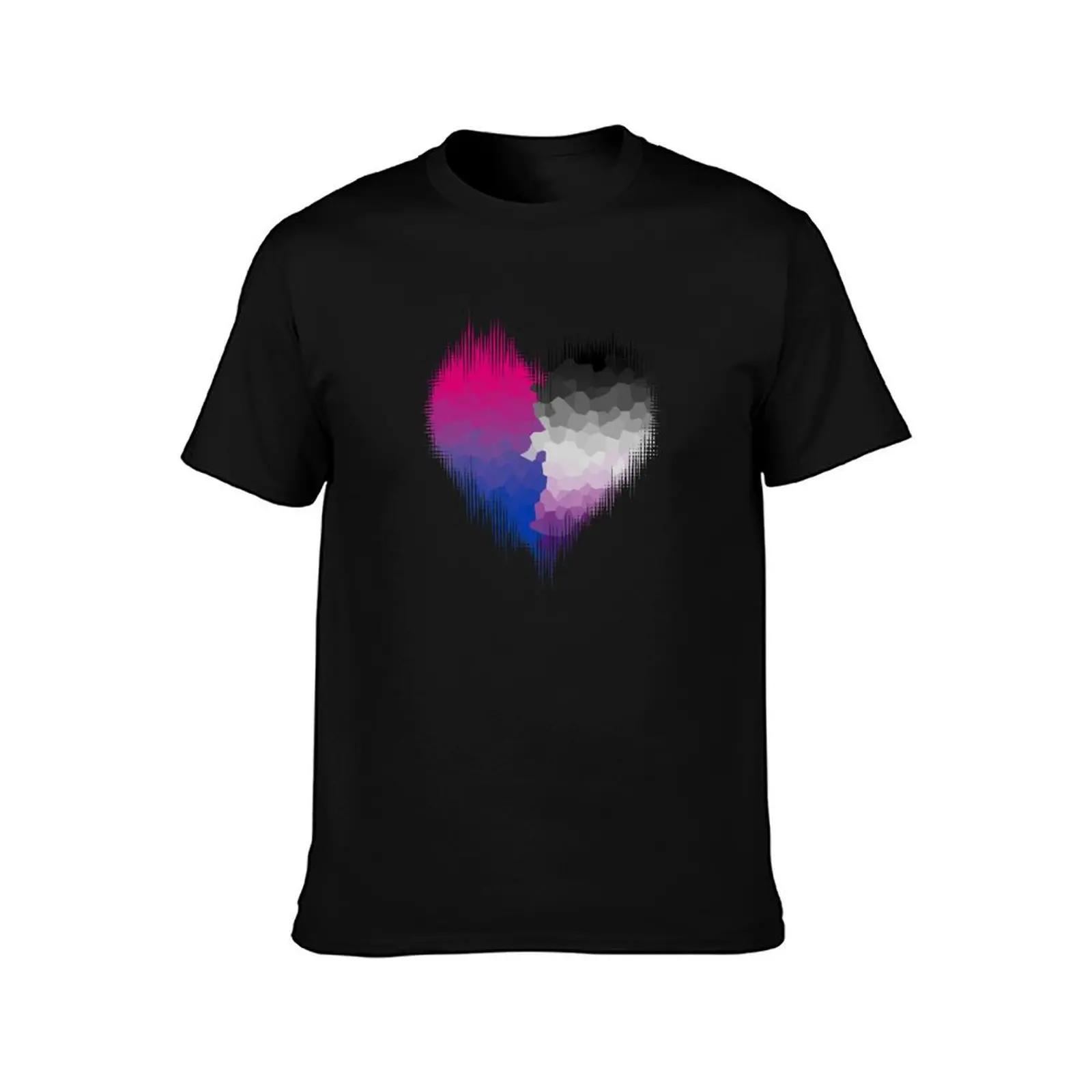 Asexual Biromantic Glitch Heart T-Shirt UV Sun Protection Tee Shirt T-Shirt
