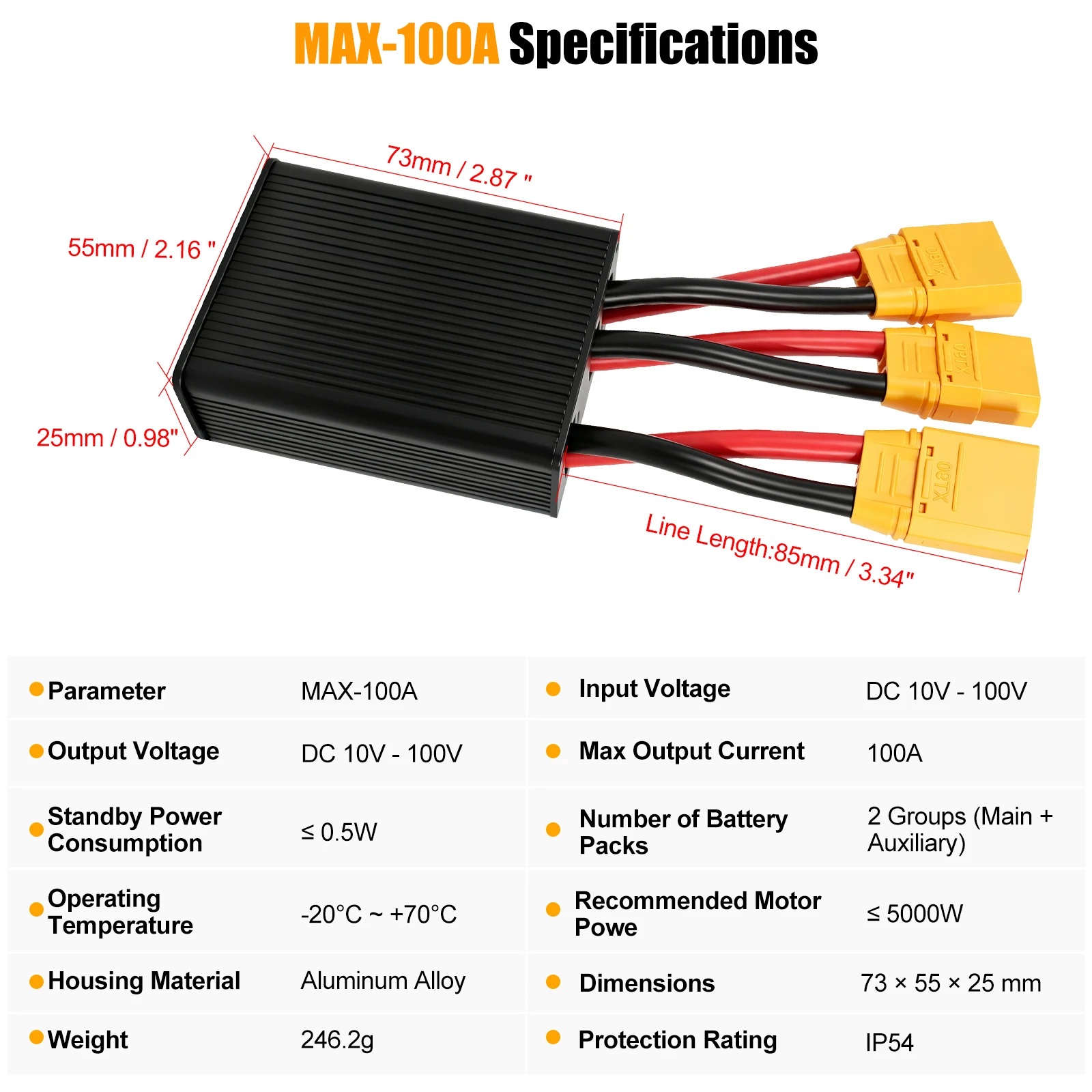 E-Bike Dual-Batterie-Balanciermodul XT90 Anschlussadapter Dual-Batterie-Entladung, Konvertierung für Elektrofahrräder 50A/80A/100A – Detail 6