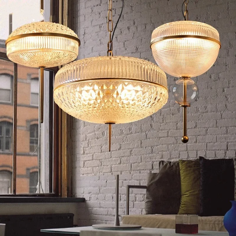 Modern Luxury Golden Glass Pendant Lamps Hotel Lobby Living Room Restaurant Bedroom Creative LED Chandeliers Home Decor Lights view 3