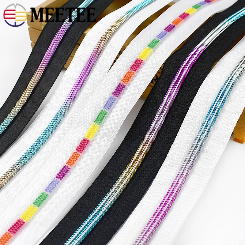 1-10M Meetee 5# Sewing Zippers Tapes By The Meter Bag Coat Nylon Zipper Shoes Zip Coil Roll Decorative Zips Repair Kit Accessory