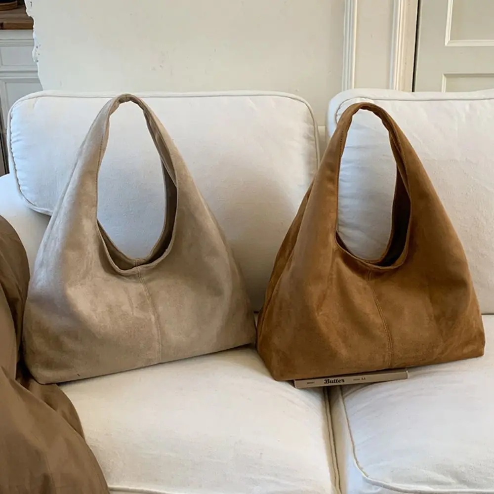 

Casual Retro Women's Shoulder Bag Suede Large Capacity Tote Bag Solid Color Underarm Bag
