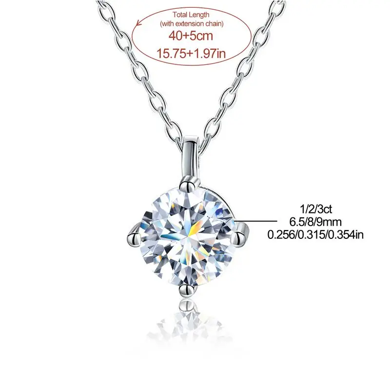 DWJ 1–3 ct echter Moissanit-Diamant-Halskette für Damen, Hochzeit, Alltag, Party, Original, 925er Sterlingsilber, luxuriöser edler Schmuck – Detail 7
