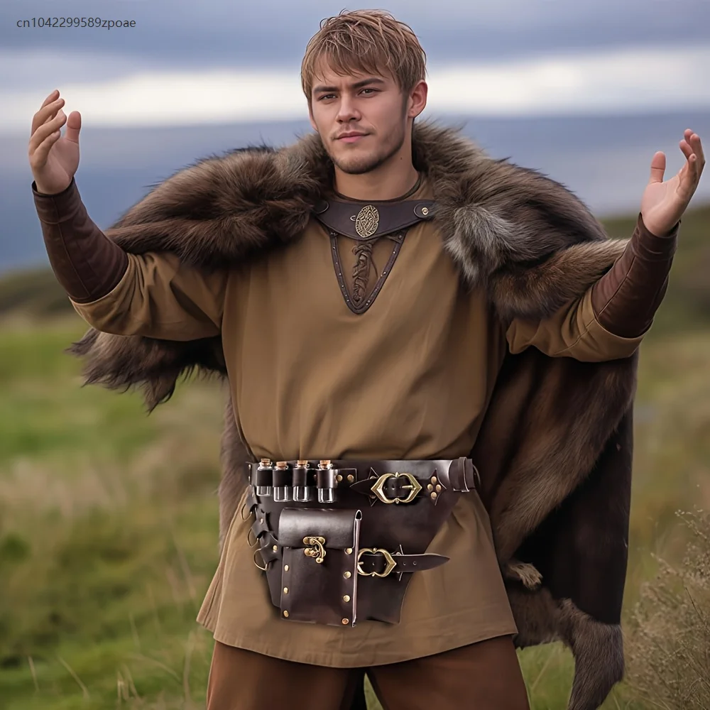 

Renaissance Multifunctional Belt Viking Retro Leisure Belt Bag Waist Bag Thigh Bag Potion Bottle Set Cosplay Warrior Accessories