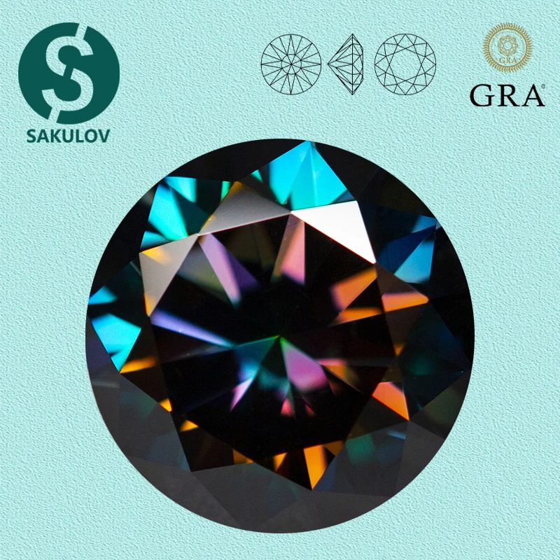 

Rainbow-Purple Moissanite Loose Stones 0.5-5.0ct VVS1 Lab Grown Diamond 3Excellent Round Cut Gemstones with GRA Certificate