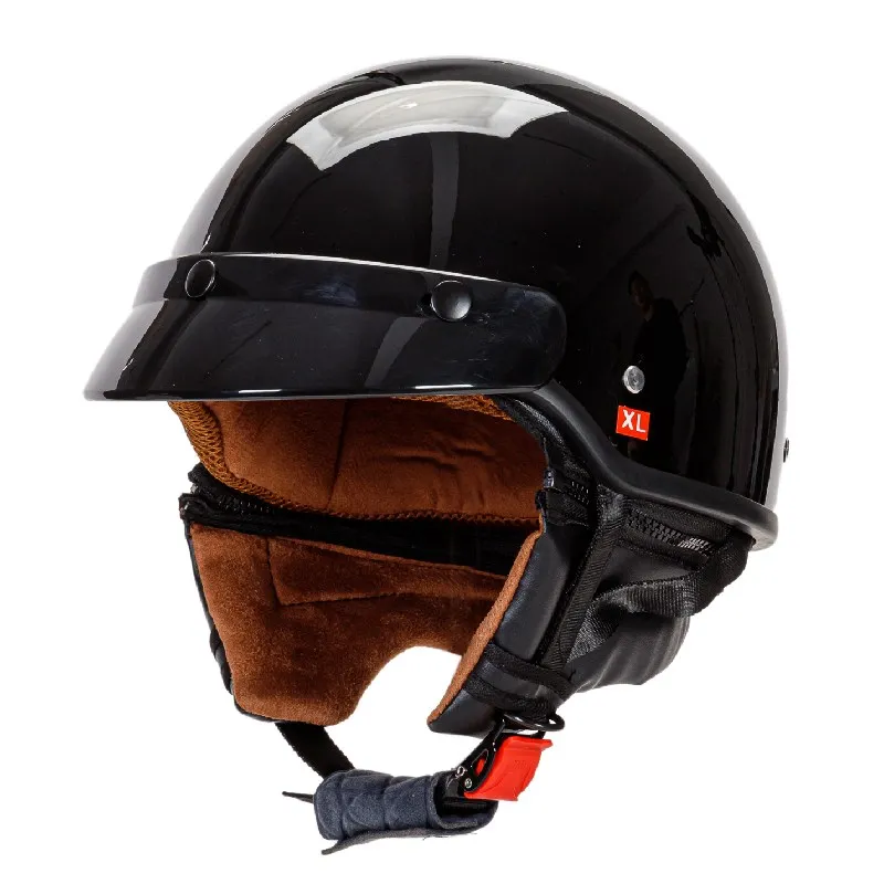 Professional Half face helmet DOT approved with visor and leather neck cover univere moto helmet