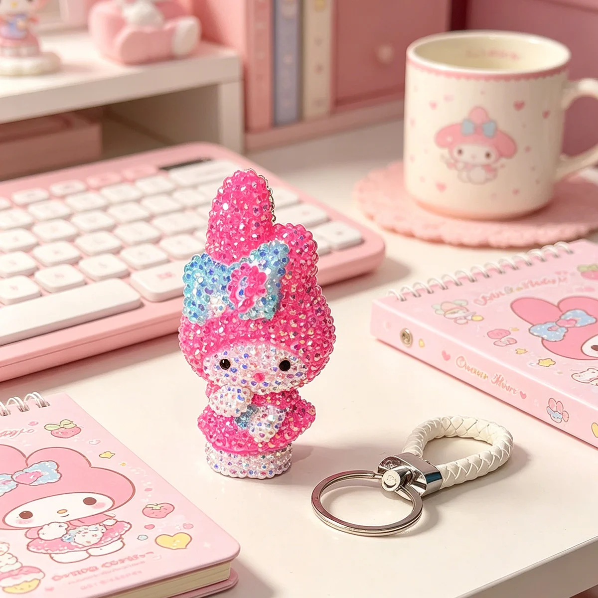 Hot Selling Kuromi My Melody 5D DIY Cartoon Rhinestone Studded Keychain Kids Gift Bag Pendant Pendant