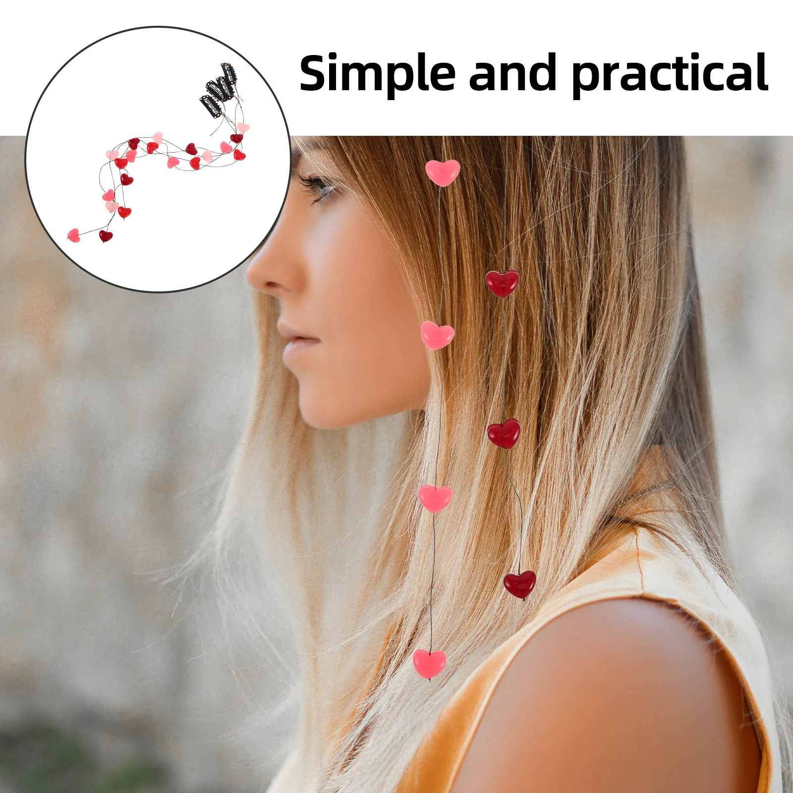 

4Pcs Heart Hair Barrettes Sweet Love Heart Small Hair Clips Korean Style Invisible Clip for Women Holiday Party Wedding