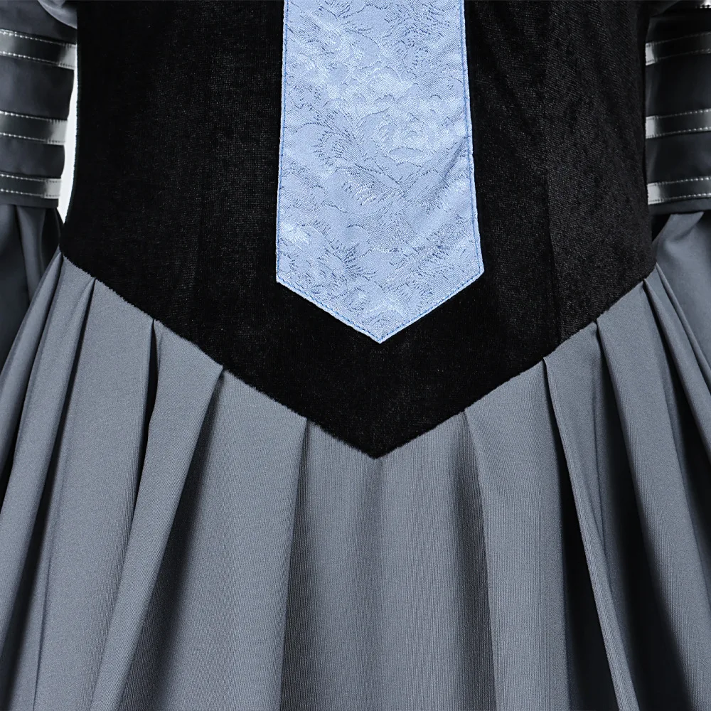 Halloween Carnival Women Padme Cosplay Gray Medieval Lantern-sleeved Dress Costume - view 3