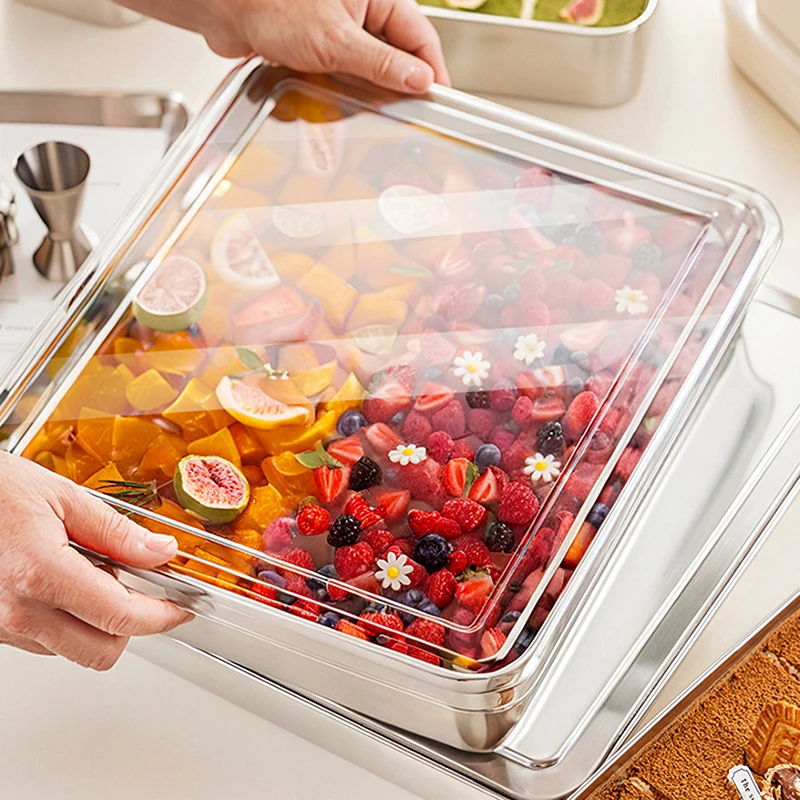 Cake Tray Cake Shaping Container With Lid Cake Preservation Box Household Dessert Baking Tools Stainless Steel Tiramisu Mold