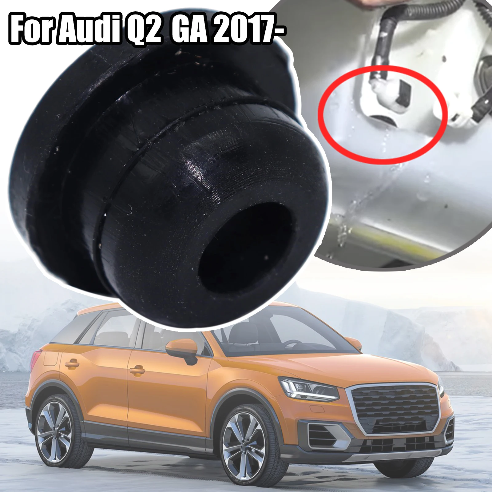 

For Audi Q2 GA 2017- e-tron GT F8 2021 - Windscreen Washer Headlight Pump Seal Water Reservoir Gasket Mount Rubber Cap Clip Plug