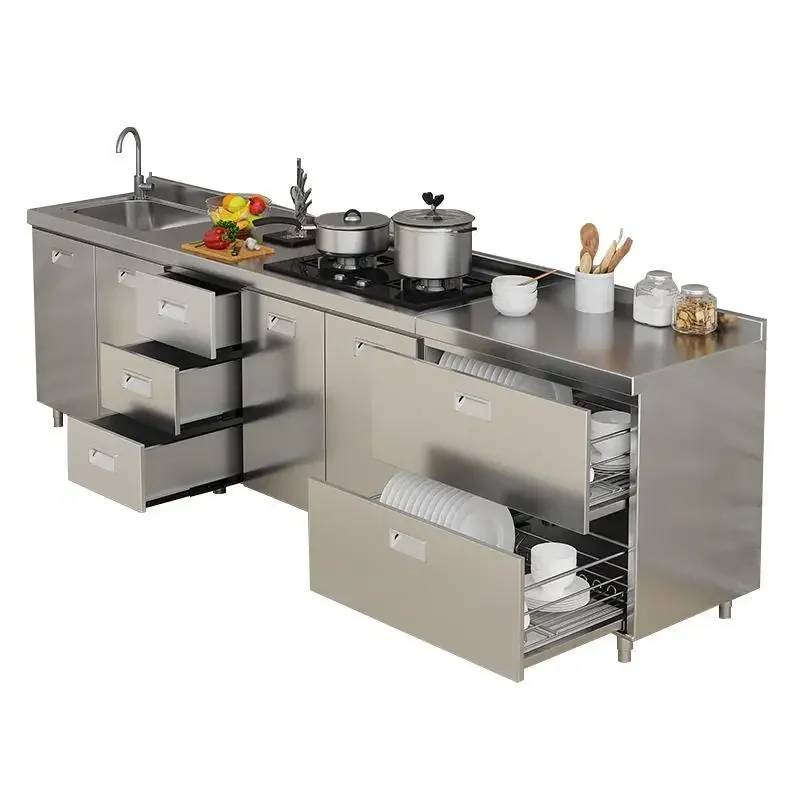 C All stainless steel kitchen cabinets simple stove integrated storage cupboards household small apartment cabinets