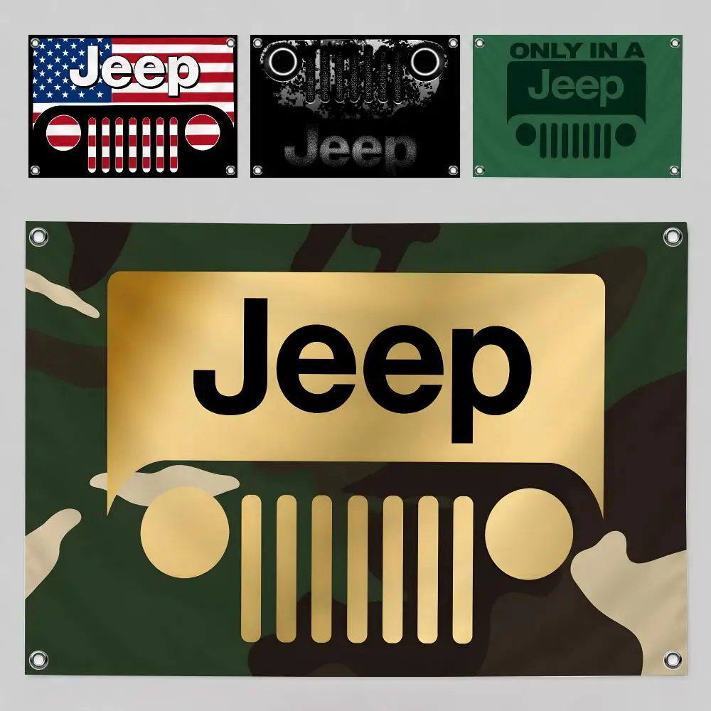 Jeep Off Road Adventure 4x4 Flags Home Yard & Garden Decor Banner - Indoor Outdoor Wall Hanging Flag