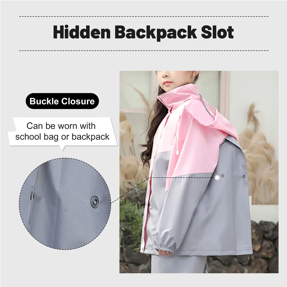 بدلة LOlanta Kids المقاومة للماء معطف واق من المطر وسترة وبنطلون طقم بدلة بركة مع سحاب للأولاد والبنات من عمر 8 إلى 14 سنة