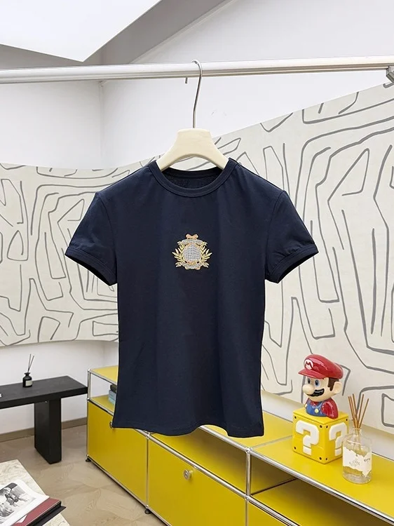 Casual round Neck Short Sleeve T-Shirt Women Loose Print Design Unique Simple Versatile Trendy Top for Young Women