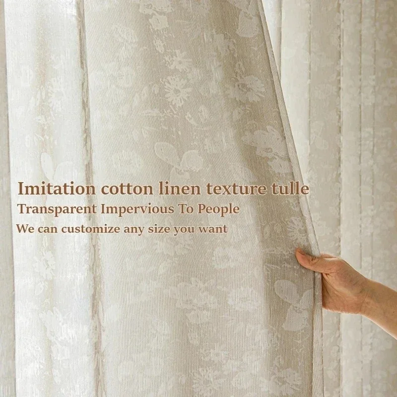 Jacquard Imitation Yarn Tulle Curtains For Living Room Transparent Impervious To People Bedroom Dining Study Decor Custom Size