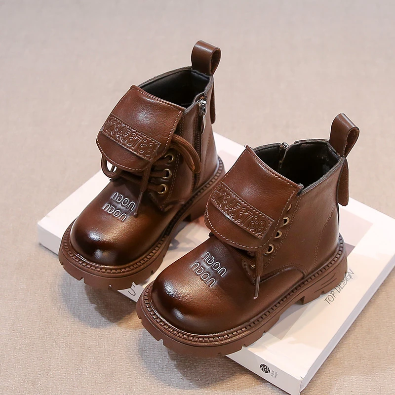 

Baby Girls Autumn/Winter Hot Sale New Thick Sole Kids Fashion Boots Soft Round Toe Casual Zipper School Students BootsSize26-36