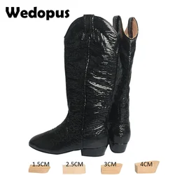 Wedopus Long Boots Winter Dance Shoes Suede Flat Sole Western Dance Boots Black Sequin Line Boots Designer Luxury 1CM 2CM Heel