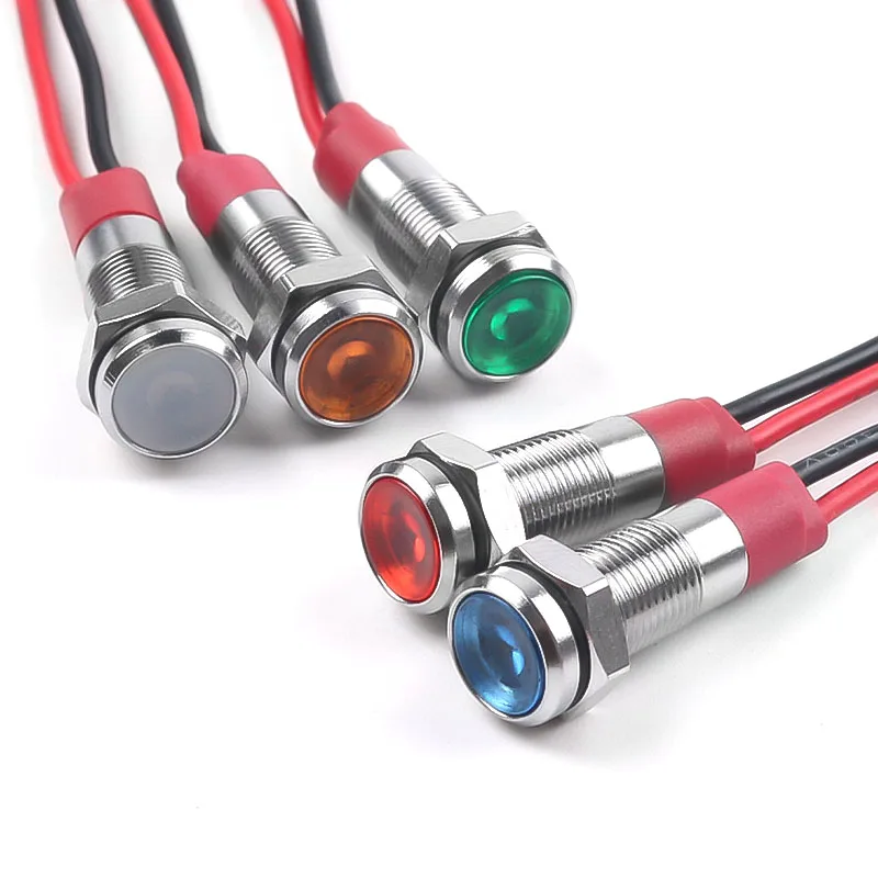 6 مللي متر معدن مؤشر LED ضوء لوحة تصاعد مصباح إشارة صغير أحمر أزرق أصفر أخضر أبيض 220 فولت 24 فولت 12 فولت 6 فولت 3 فولت