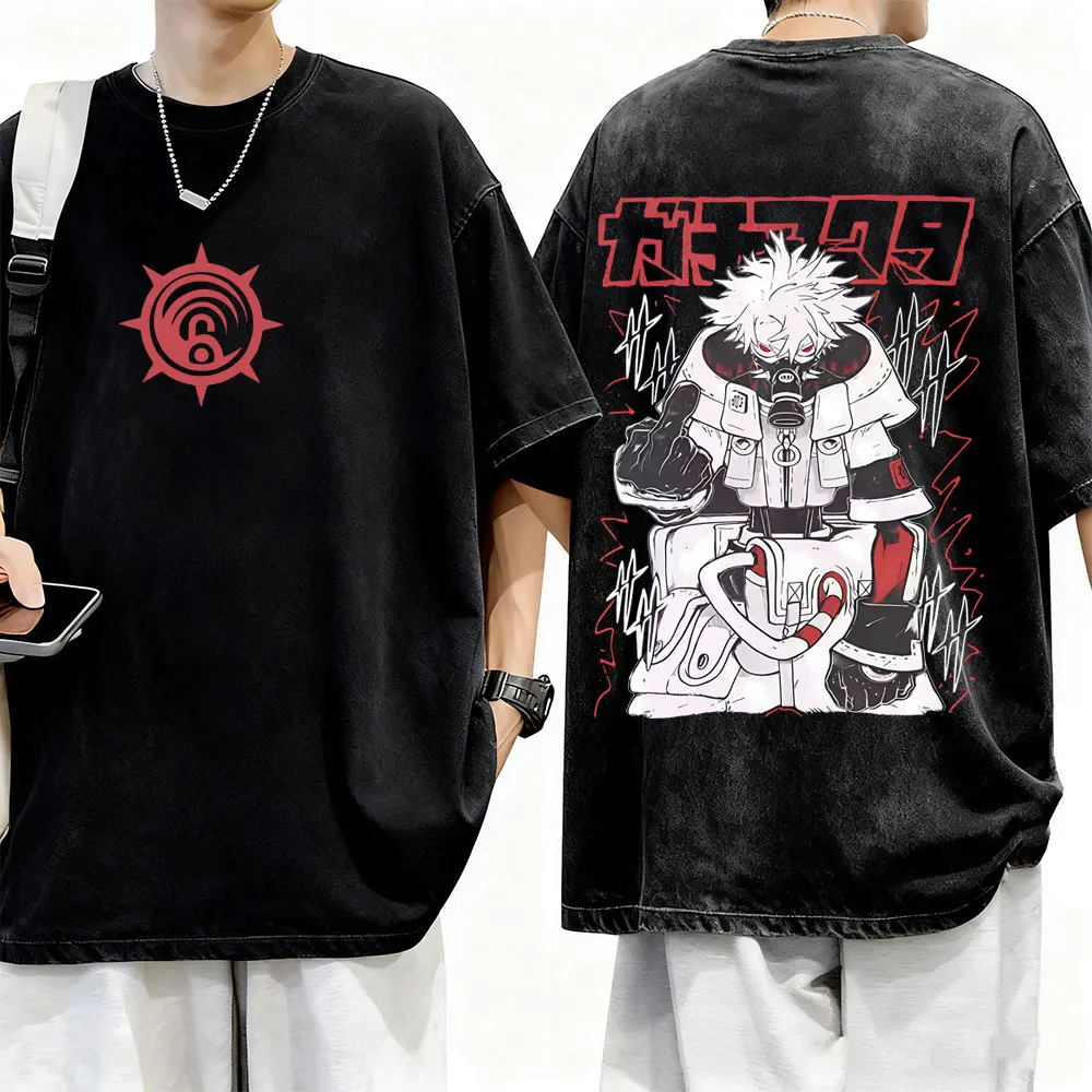 

Washed Vintage Anime Gachiakuta Rudo Graphic Print T-shirt Men Women Casual Retro Cotton T Shirts Male Cartoon Manga Streetwear