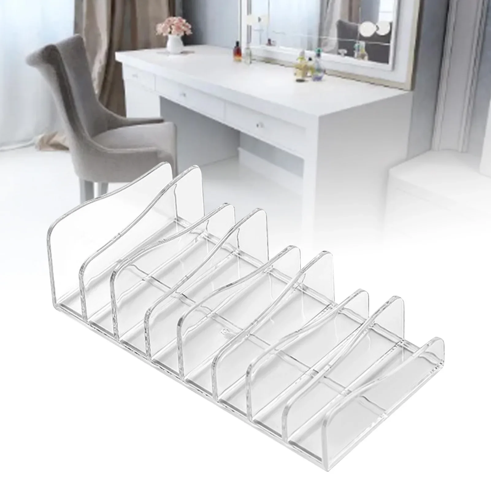 Desktop Eyeshadow Shelf Transparent Plastic Makeup Palette Organizer Multi Compartment Cosmetic Storage Holder