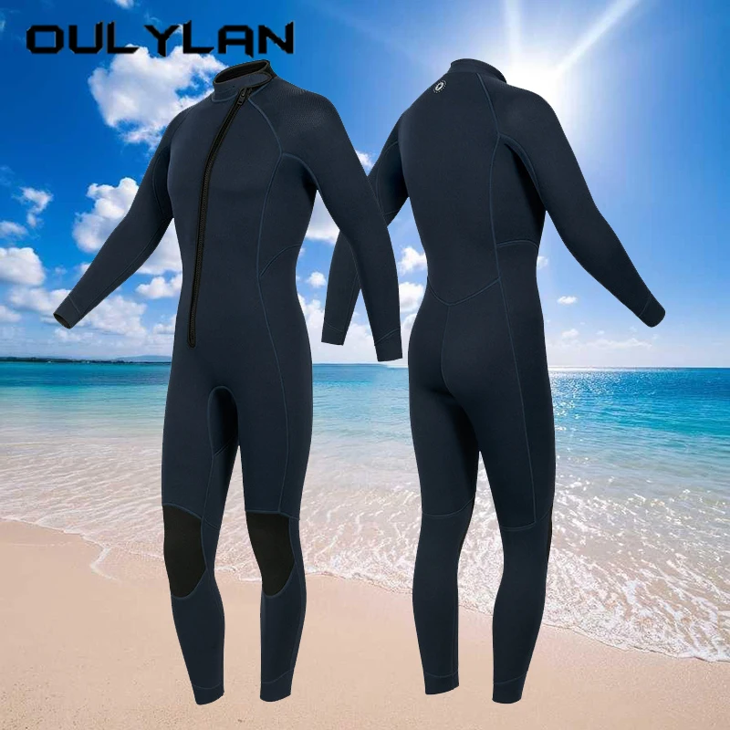 

Oulylan Front Zipper Neoprene Divingsuit Unisex Cold Proof Snorkeling Surfing Swimsuit Keep Warm Anti-scratch 3MM Wet Suit