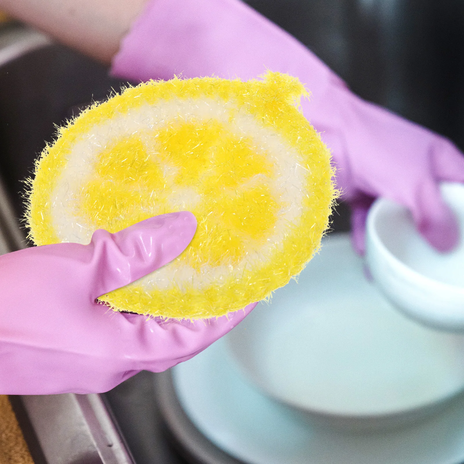 

4 Pcs Lemon Dish Cloths Kitchen Cleaning Scrubber Soft Washing Towels Multifunctional Hanging Cloths for Home Restaurant Use