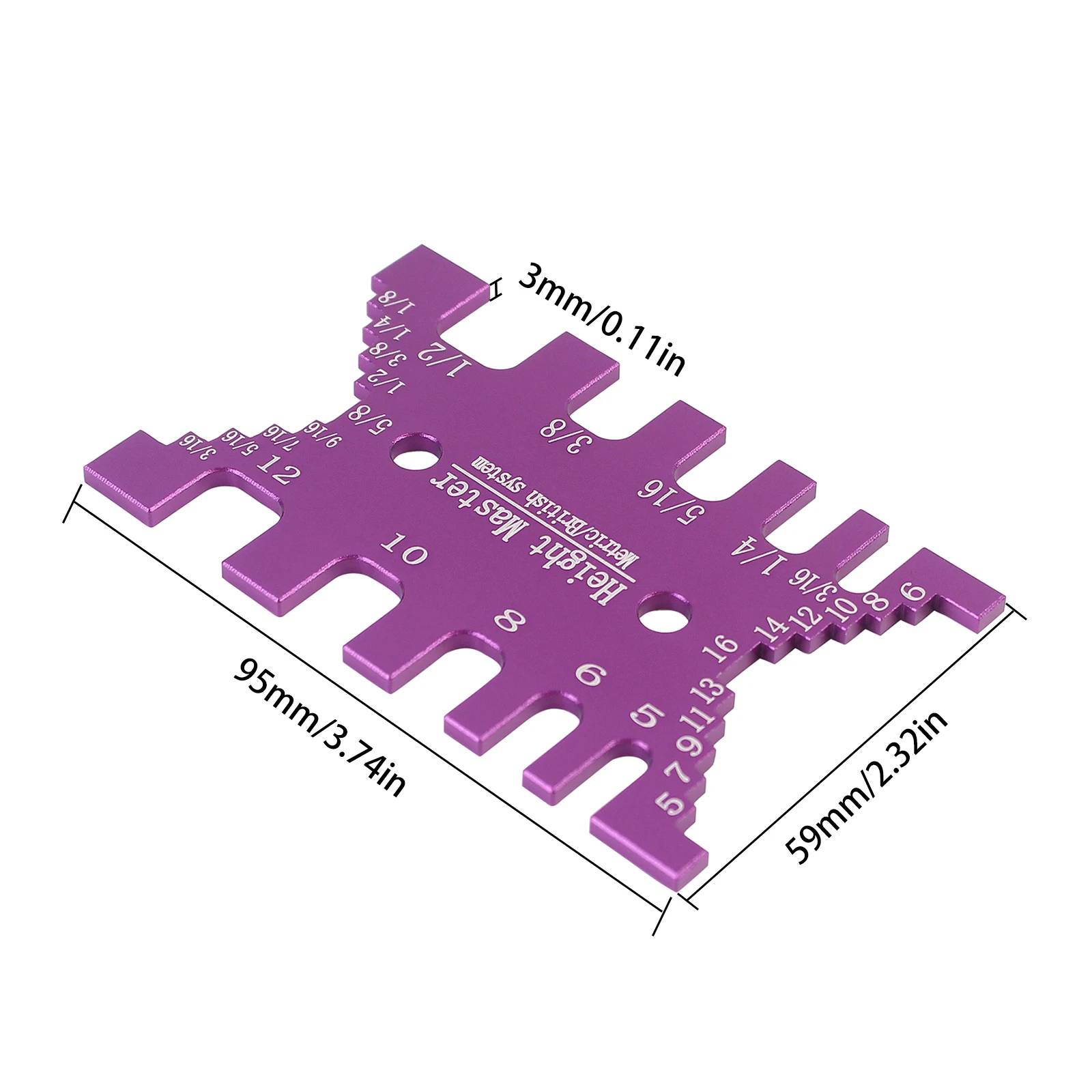 Precision Measure Tenon Gaps - Metric/Inch Dovetail Jig - Woodworking Tenon Gaps Gauge Measuring Card Aluminum Alloy Depth Gauge