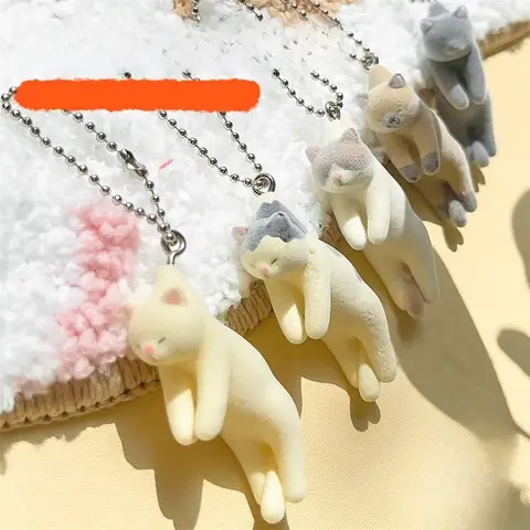 플로킹 행잉 시암 고양이 장난감 에그 P 가방 참 고양이 피규어 수집품 성인 4세 이상 재고 있음 플러시 키체인