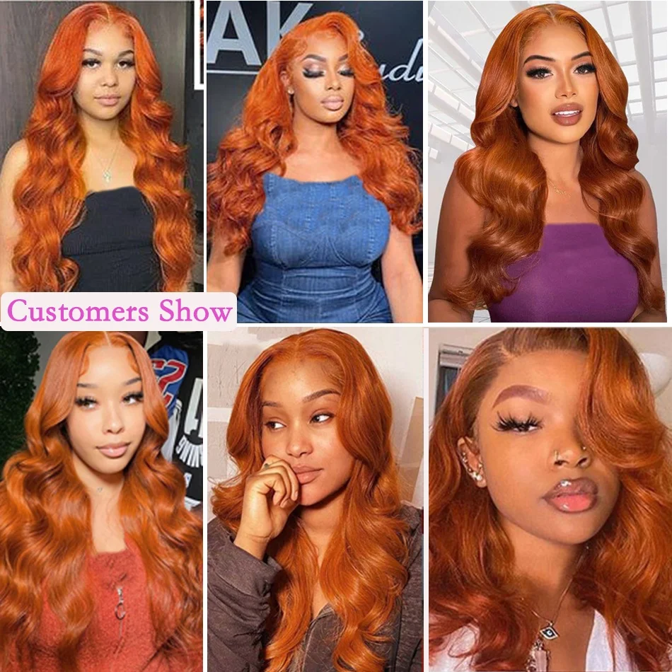 Bundles brésiliens de cheveux humains Body Wave pour femmes, 350 cheveux humains, extensions de tissage, couleur orange, vidéo, 16-24 pouces, 10A, # 100%