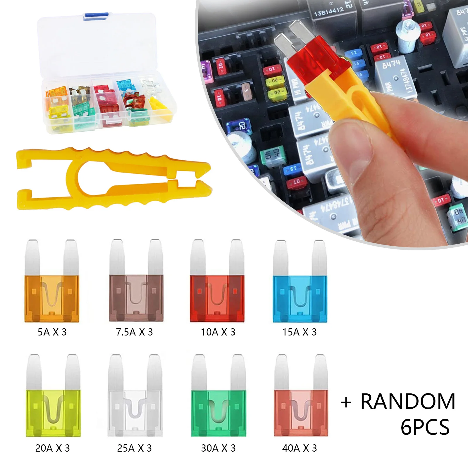 

30/60Pcs Small Size Car Fuses Automotive Blade Type Micro Fuse Assortment In Box 5/7.5/10/15/20/25/30/40A