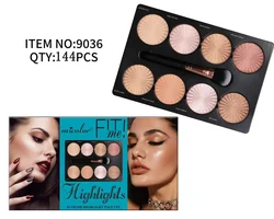 8 Colors Highlighter Palette with Brush Highlighter Makeup Glow Bronzer Highlighter Powder Kit Face Illuminator Makeup Palette