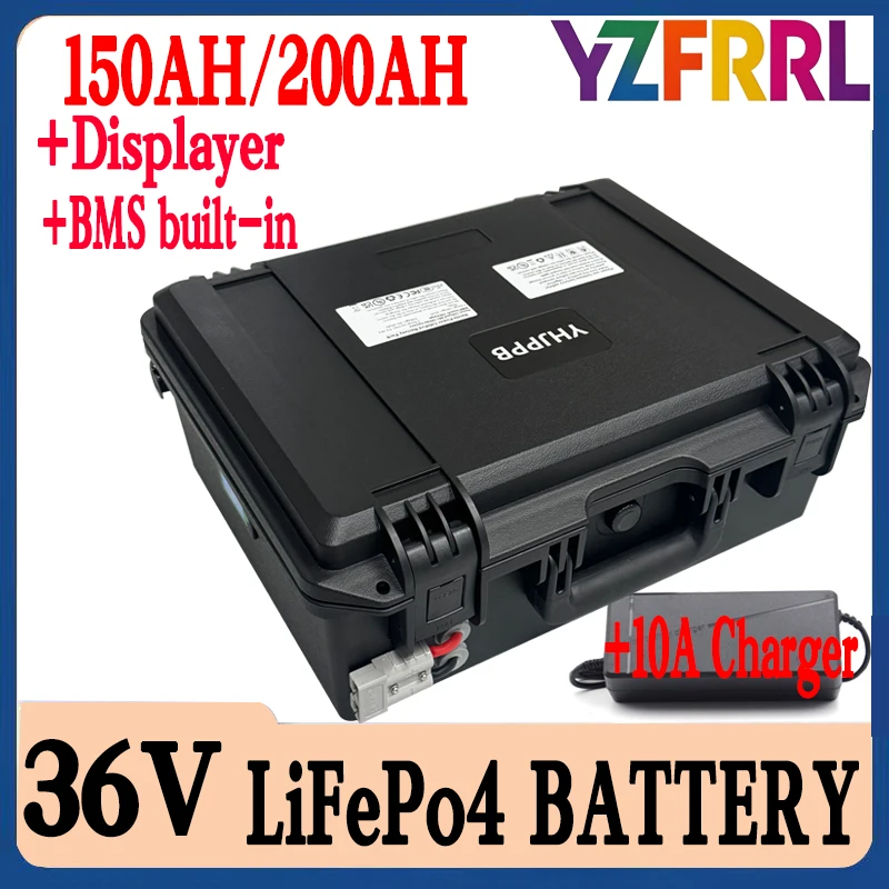 

36V 150AH 200AH liFepo4 battery BMS for boat motor solar system solar street light EV+ 43.8v 10A charger