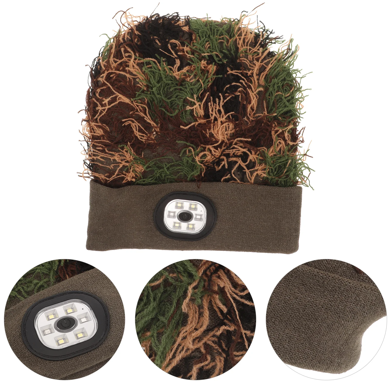 

Camouflage LED Light Hat for Men Unisex Winter Beanie Built-in Illumination Outdoor Safety Hat Light Hiking Running Camping