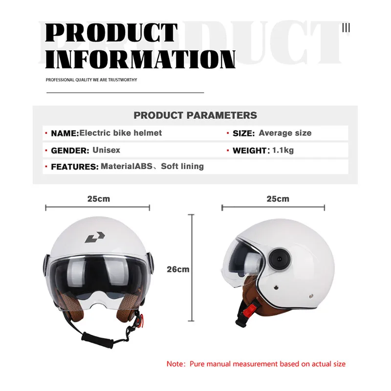 Retro Motorcycle with Visor Leather Helmet for Man Electric Motorbike Vintage Protected Motor Safety Cap 3/4 Jet Summer Retro Sc