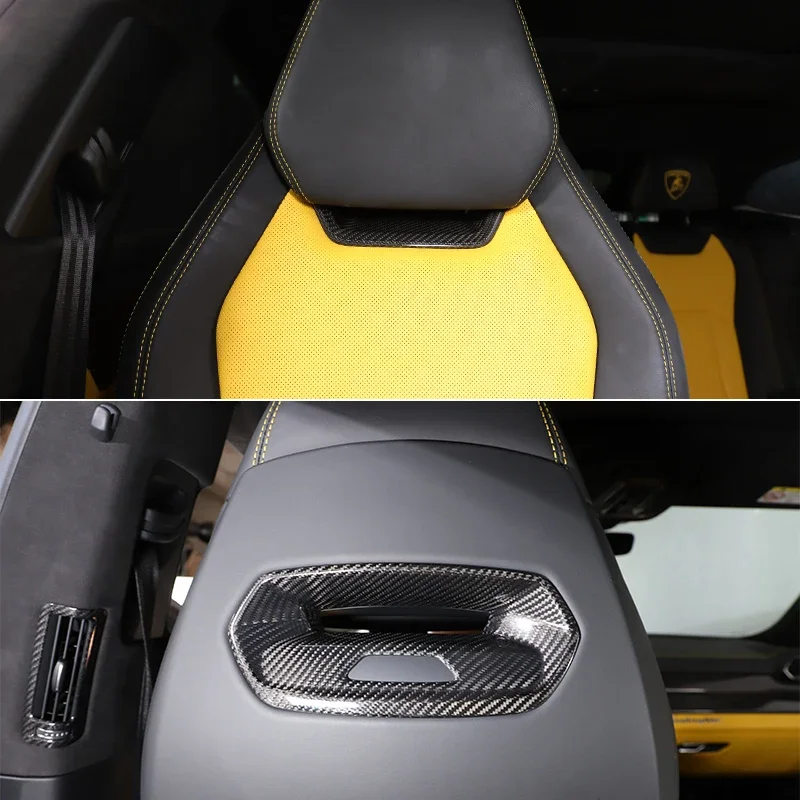 

Real Carbon Fiber Car Front Seat Headrest Decorative Cover Protection Auto Accessories For Lamborghini URUS 2018 - 2020 2021