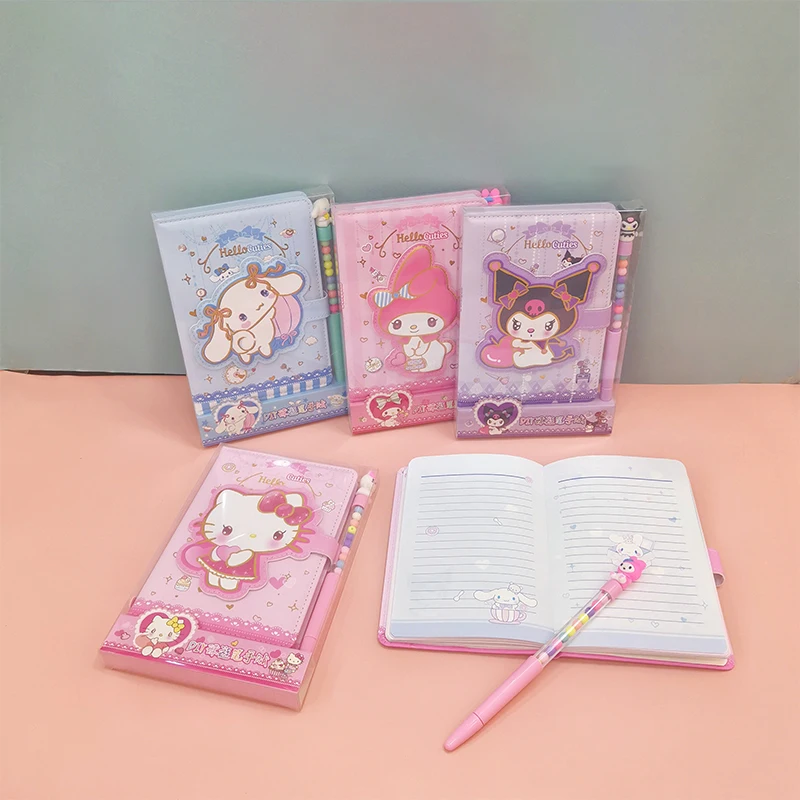 New Caton Sanrio 32k Magnetic Button Ledger Set Cute Girl Heart Pen Notepad Gift Set