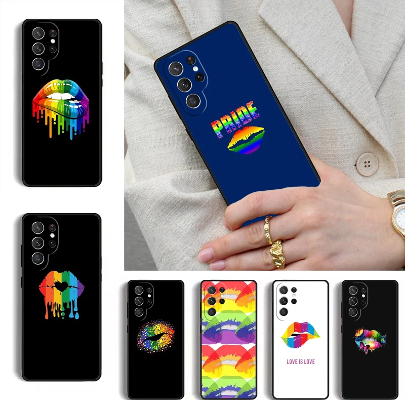 LGBT Rainbow Pride Lips Phone Case for Samsung Galaxy S26 S25 Ultra S24 S23 S22 S21 Plus Note 10 Bumper Cover