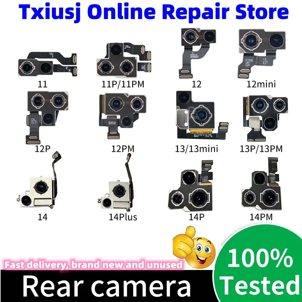 Rear Camera For iPhone 14 Plus 13 11 12 Pro MAX Mini Back Camera Main Lens Flex Cable For iPhone 11 12 13 14 Replaceable Parts