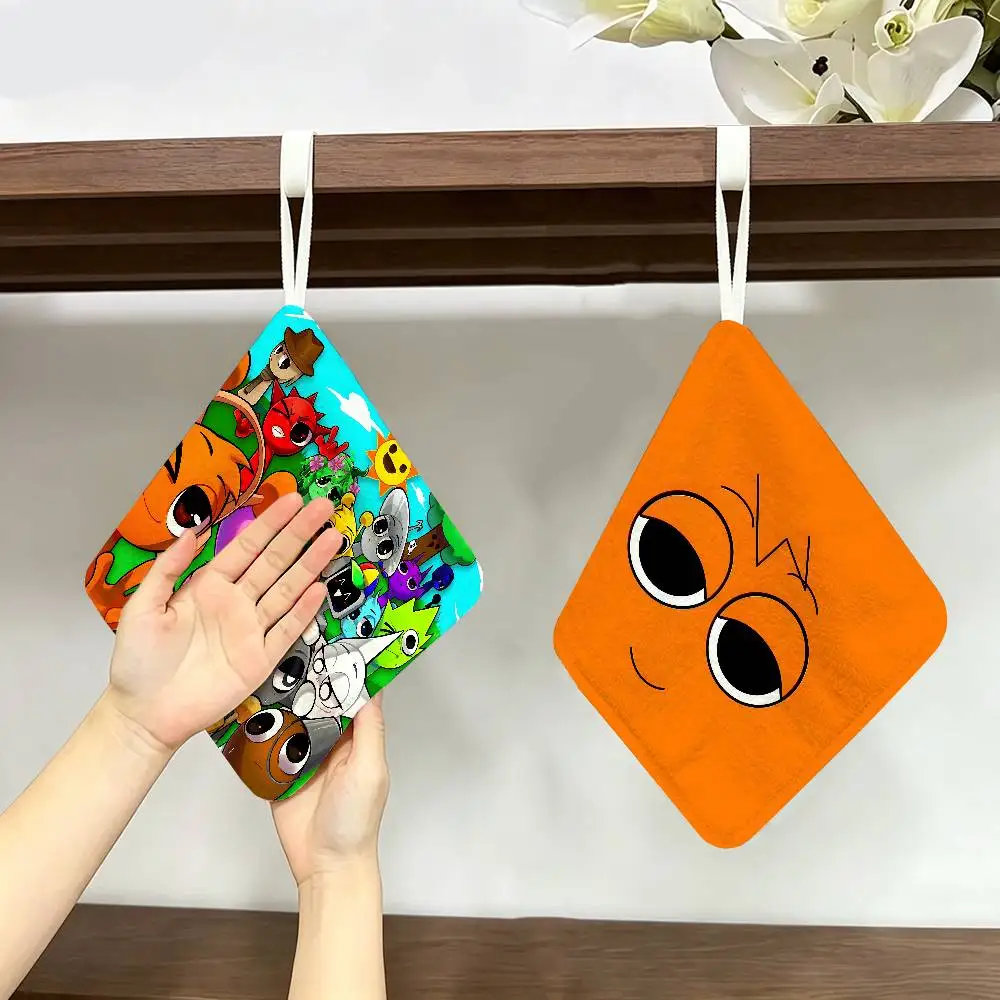 Cartoon S-Sprunki Hanging Kitchen Towel, Polyester Cotton Material, Multipurpose Hand Wiping Towel for Family