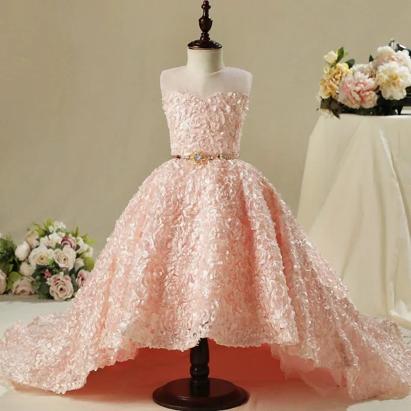 Children's Sleeveless Strapless Princess Dress Girls' Piano Performance Dress Little Girls' Birthday Model Show Evening Dress