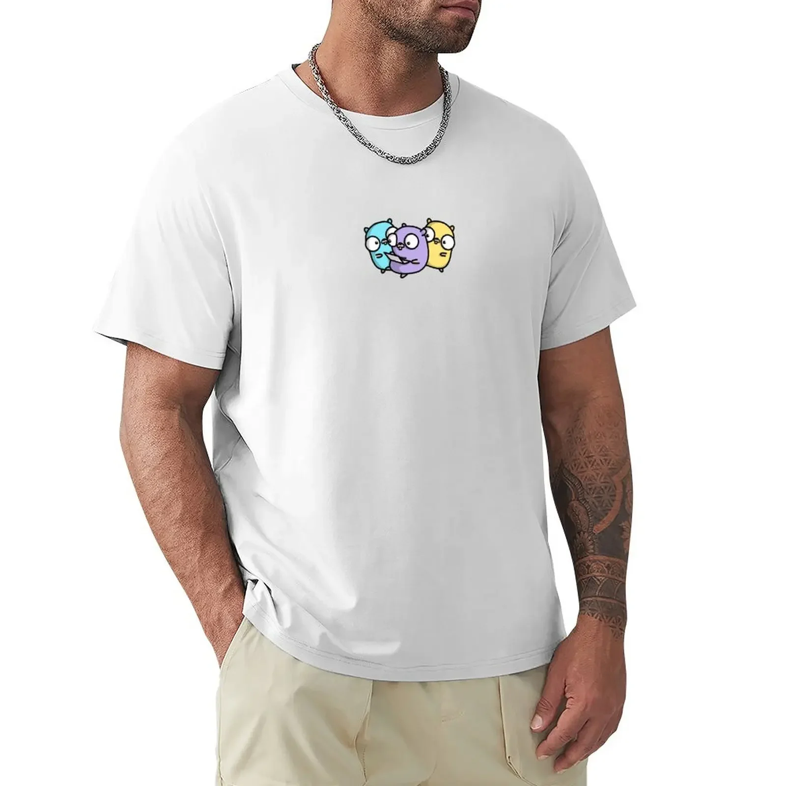 Golang gopher friends T-Shirt quick drying street wear custom t shirt anime tshirt luxury clothes men
