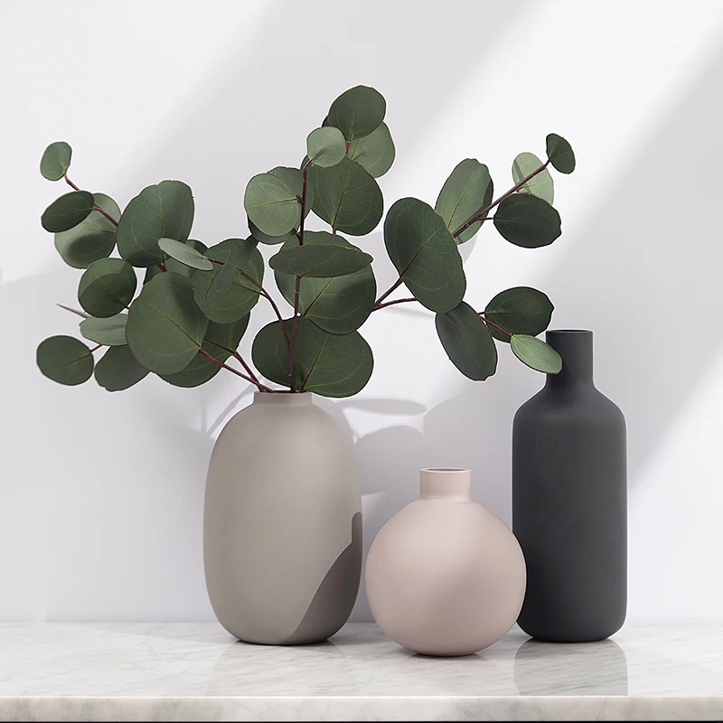

Modern Ceramics Vase Ornaments Minimalist Home Dried Flowers Flower Inserter Living Room Desktop Decorative Vase