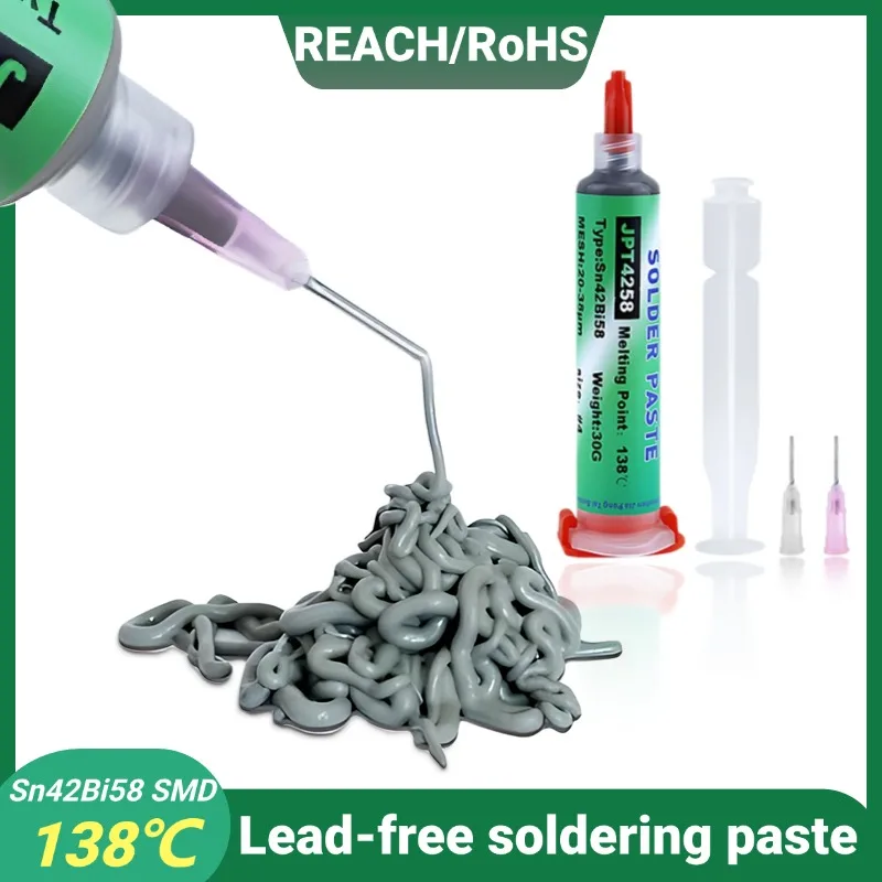 

Lead-free soldering paste Sn42Bi58 SMD Welding Paste 138℃ Low Temperature No Clean Solder Paste For Iphone tail plug Repair