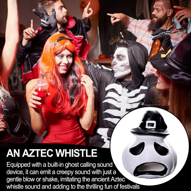 Skull Screaming Portable Aztec Whistle With Scary Cry Halloween Props Chilling Screams Terrifying Loud Death Whistle For