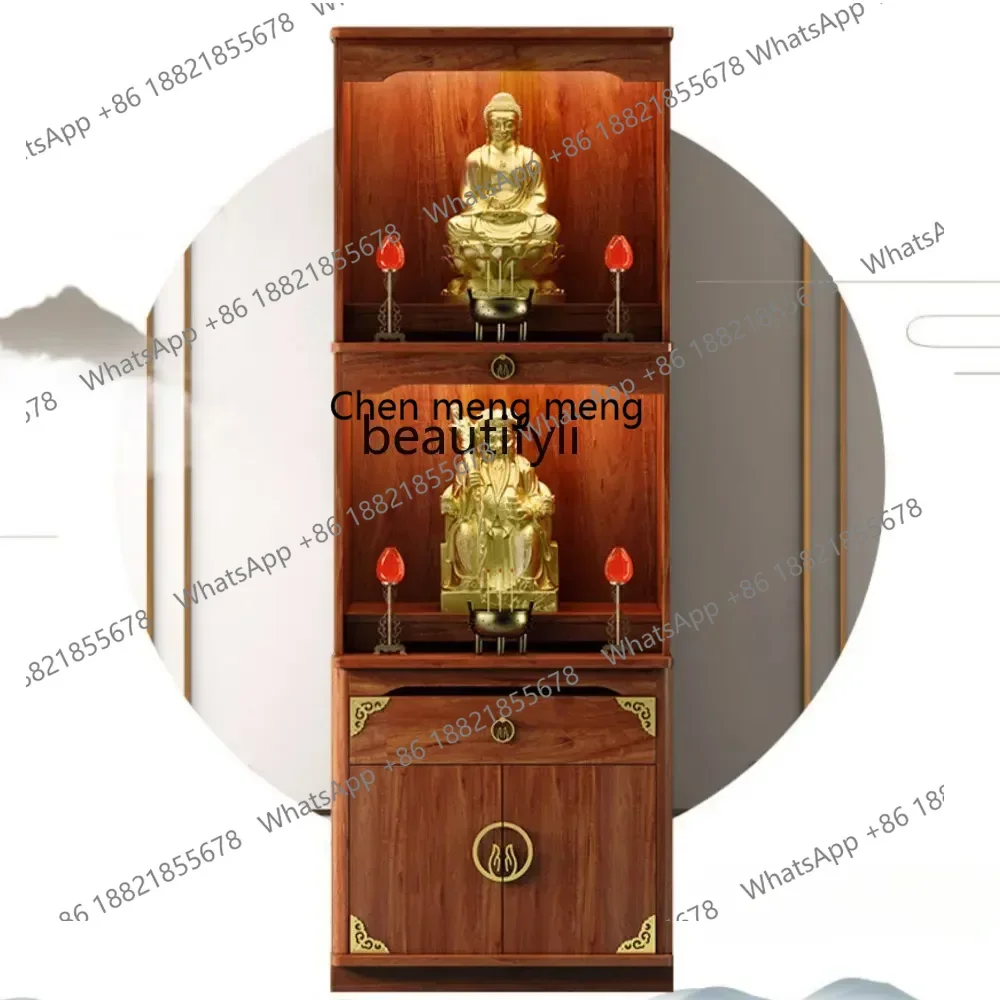 D176  Y yj Buddha Shrine New Chinese Style Clothes Closet Solid Wood Cabinets Worship Table Three-Layer Buddha Worship Table Cab