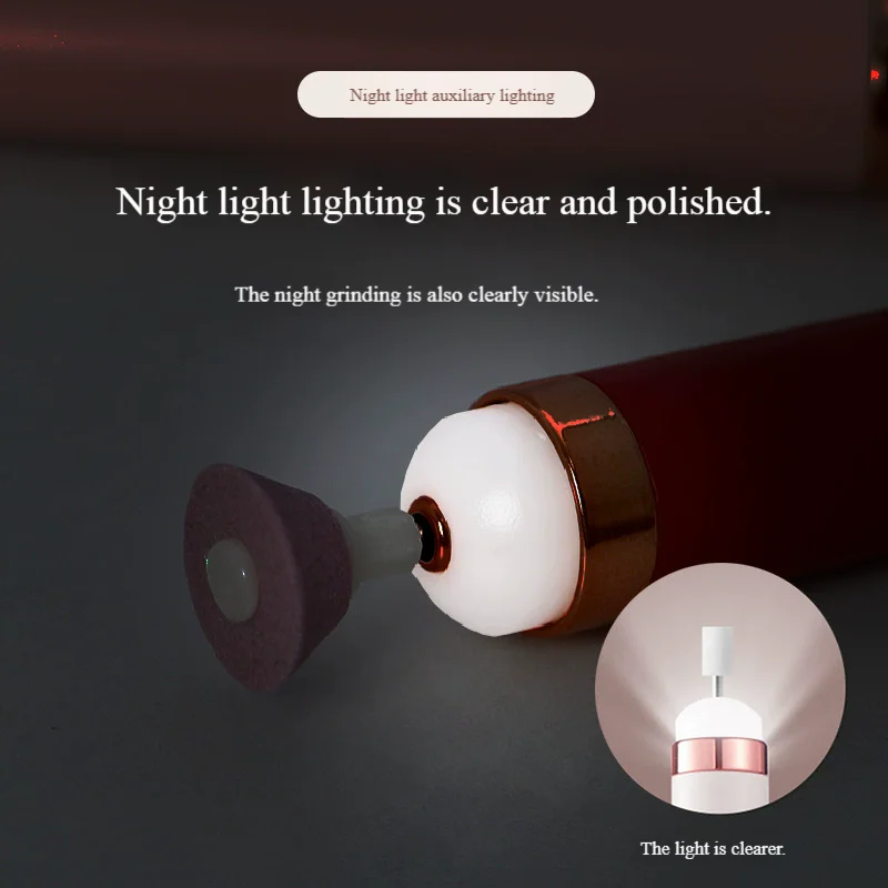 ‌Mini Electric Nail File - Portable Nail Grinder for Manicure Pedicure, USB Rechargeable Quiet Nail Drill with 5 Bits