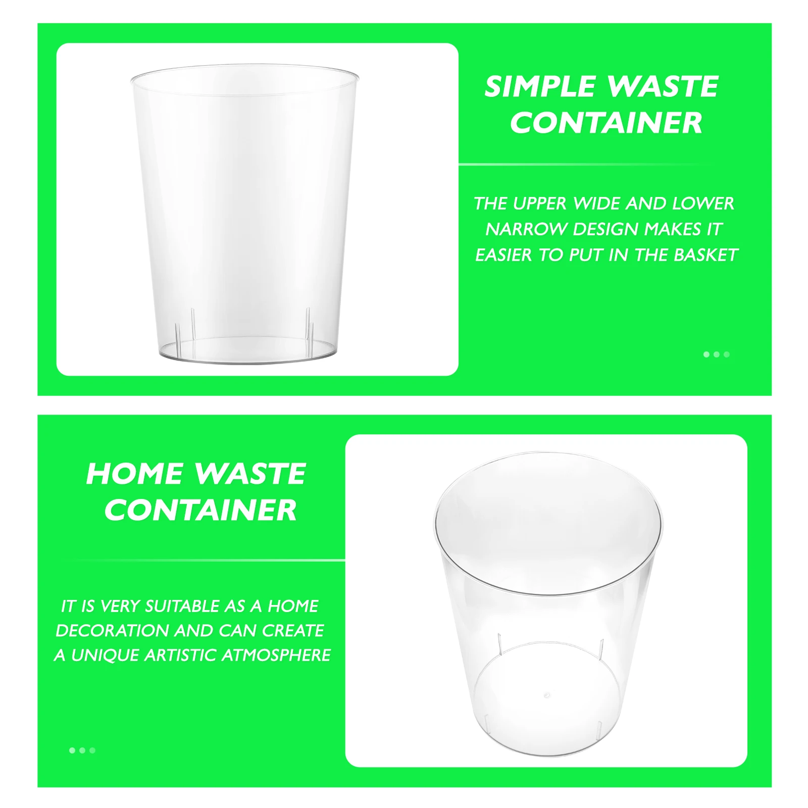 

1Pcs Practical Transparent Simple Waste Paper Basket Durable Garbage Container Easy Use